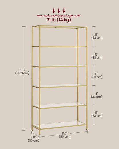 6-Tier Glass Shelf Metallic Gold - image 6