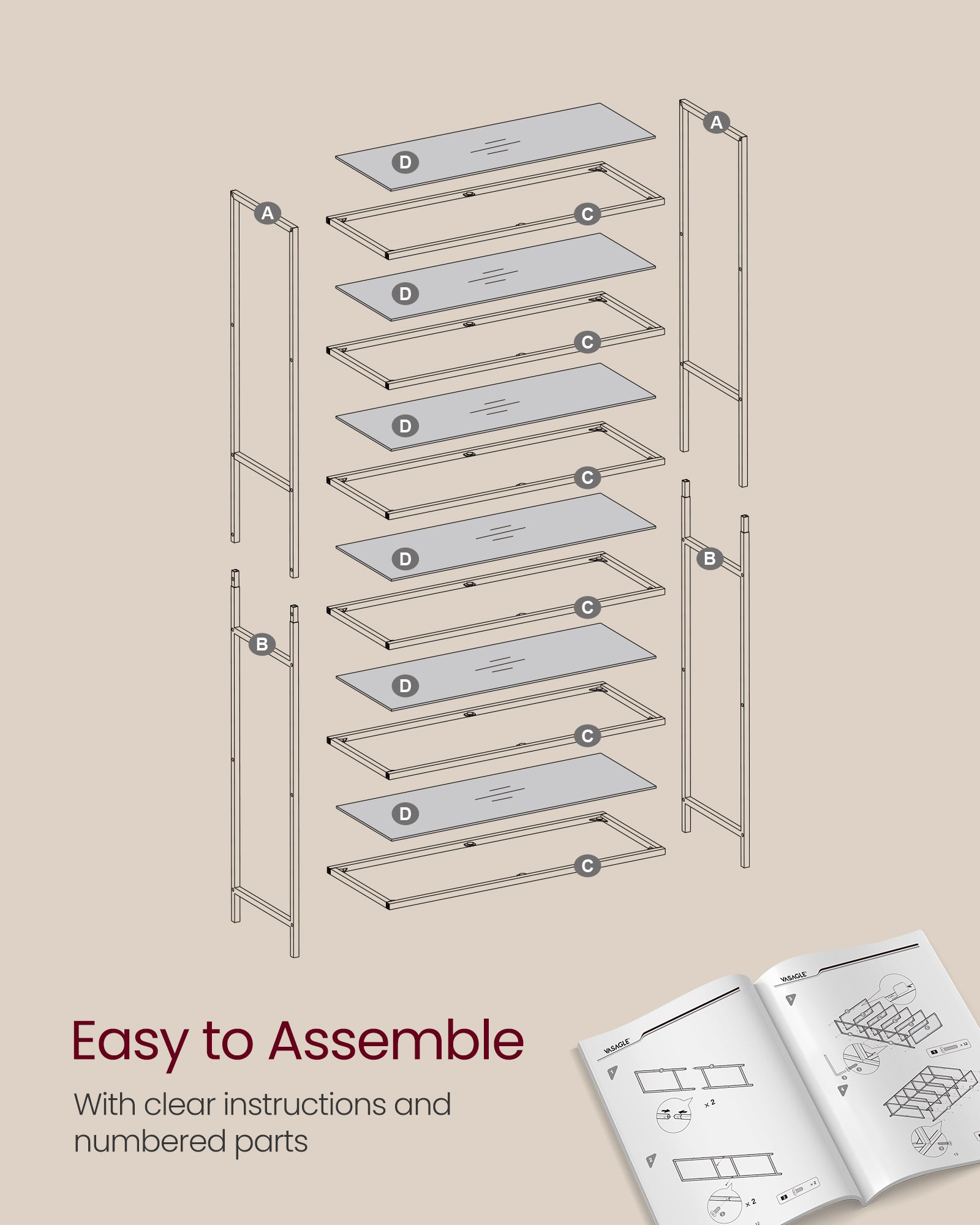 6-Tier Glass Shelf Metallic Gold - image 7