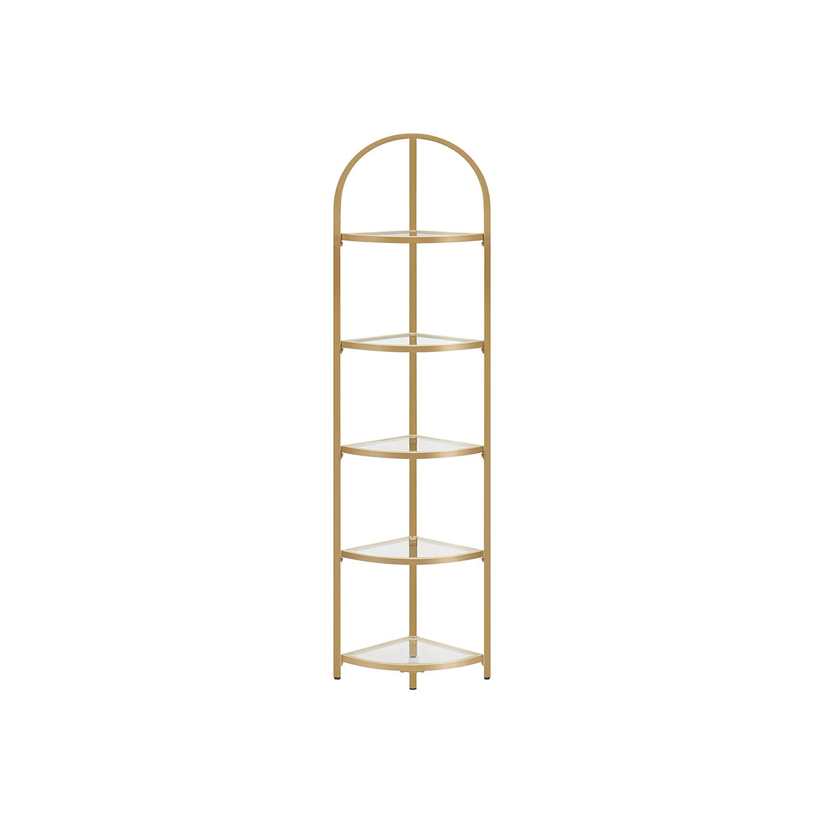 Corner Shelf, 5 Tier Corner Bookshelf, Tempered Glass Shelves, Modern Style