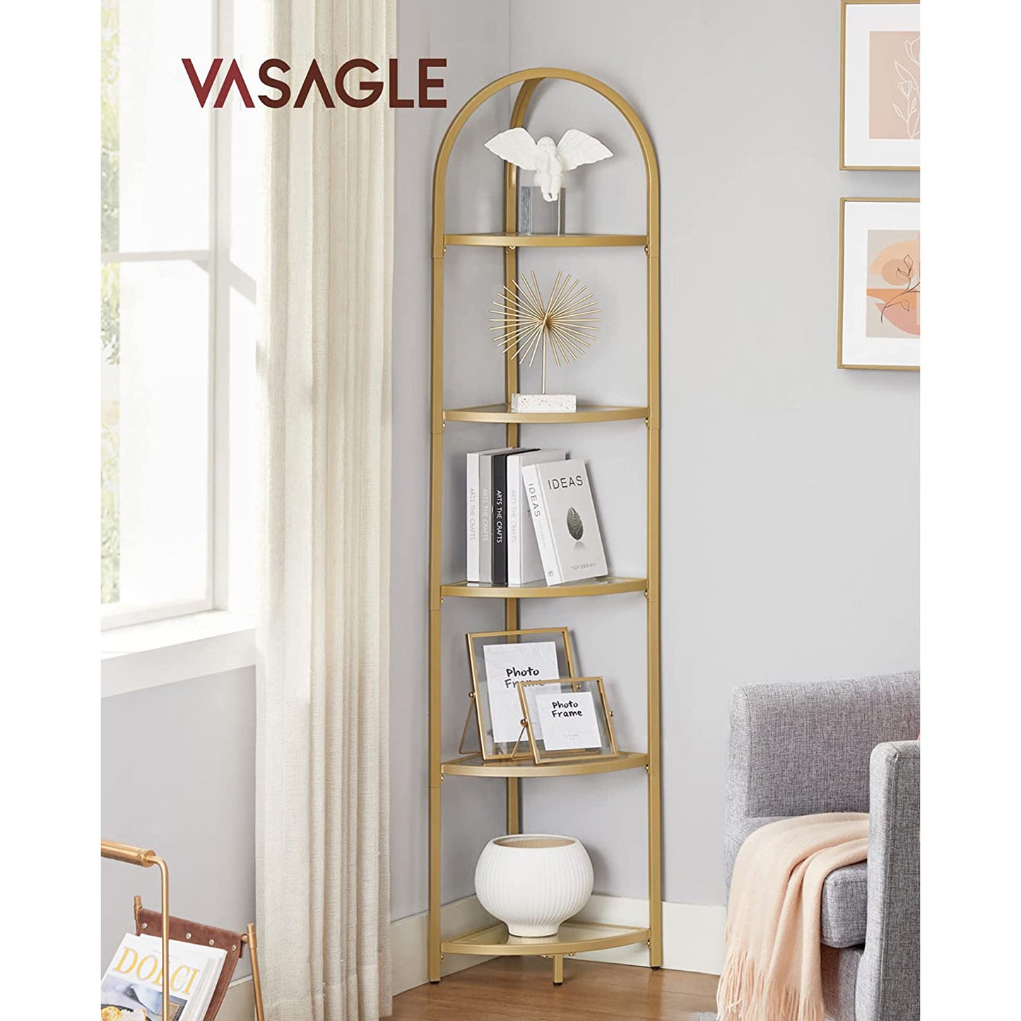 Golden 5 Tier Corner Shelf Unit - image 2