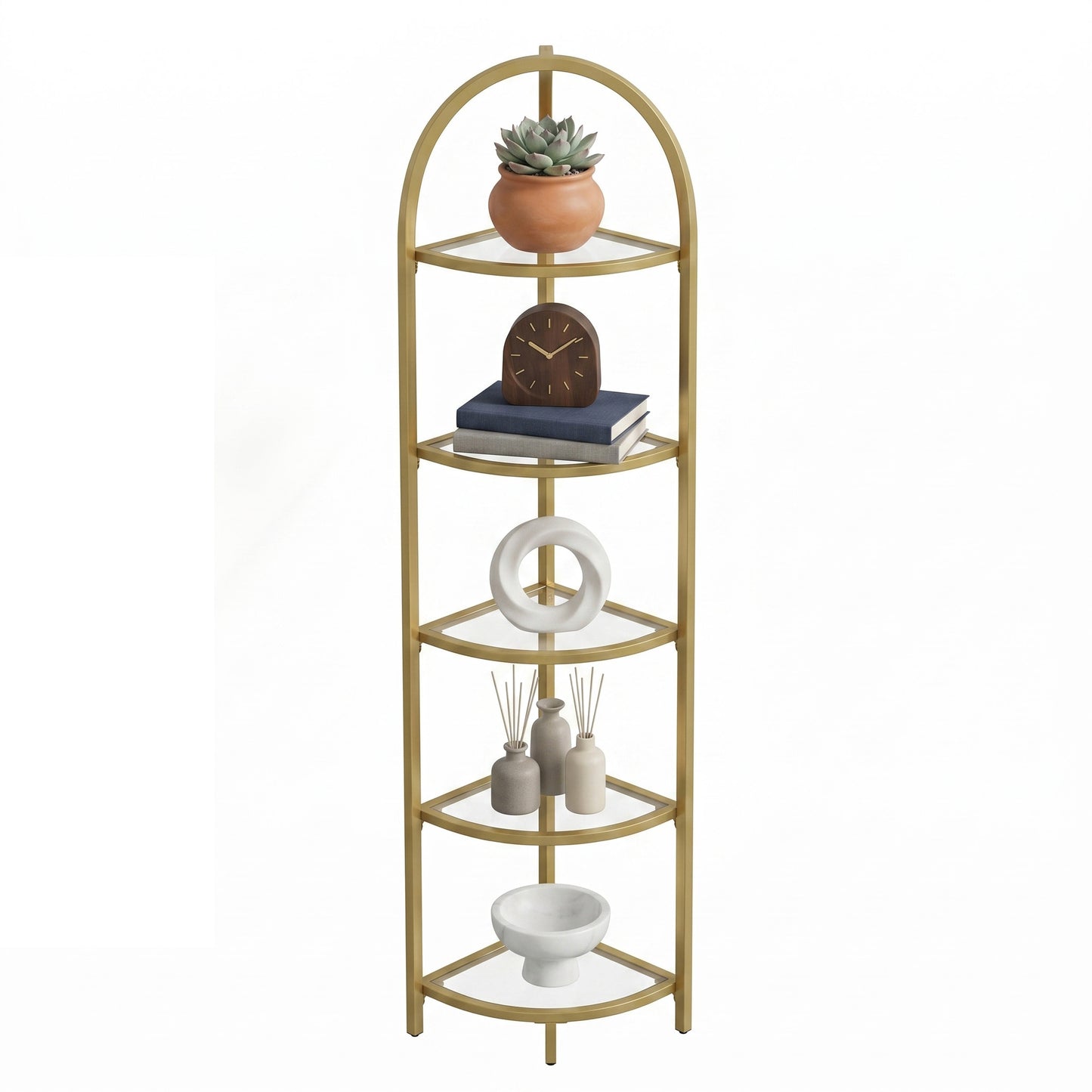 5-Tier Corner Shelf Stand, Corner Bookshelf, Bathroom Organizer - image 2