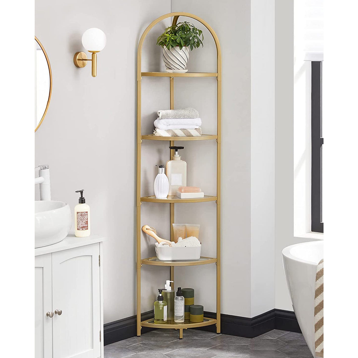 Golden 5 Tier Corner Shelf Unit - image 3