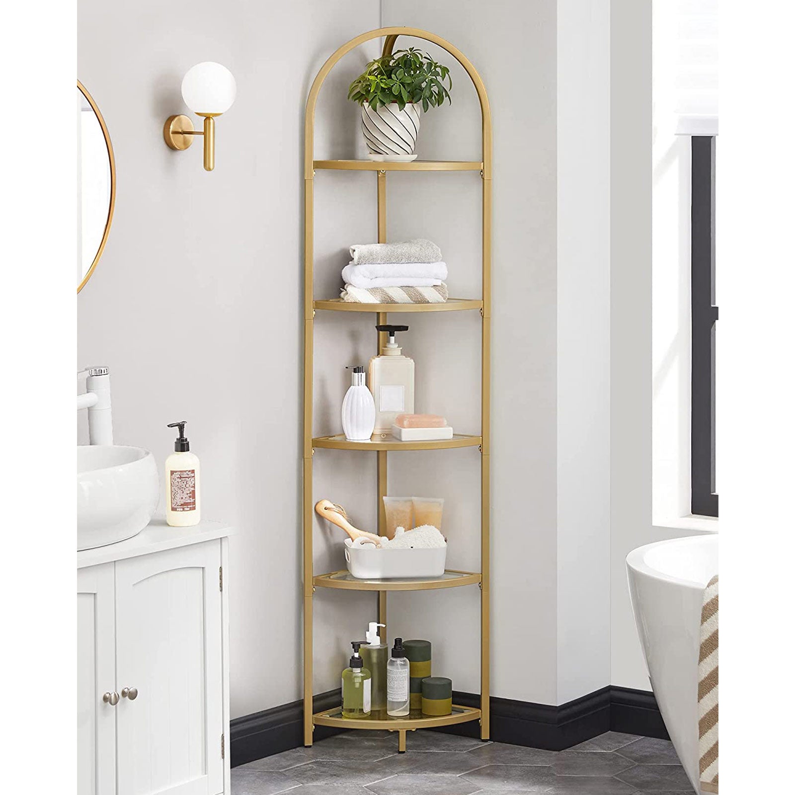 Golden 5 Tier Corner Shelf Unit - image 3