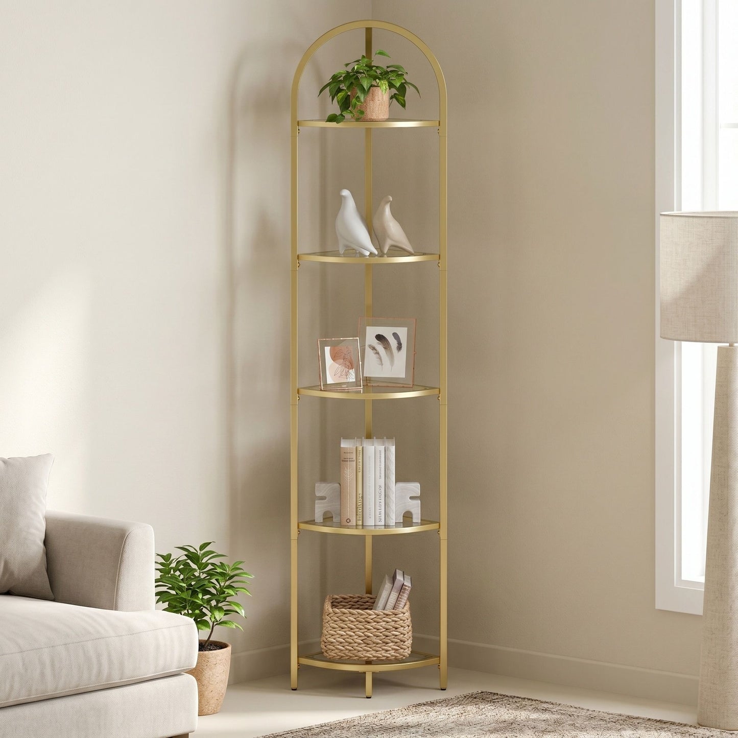 5-Tier Corner Shelf Stand, Corner Bookshelf, Bathroom Organizer - image 4