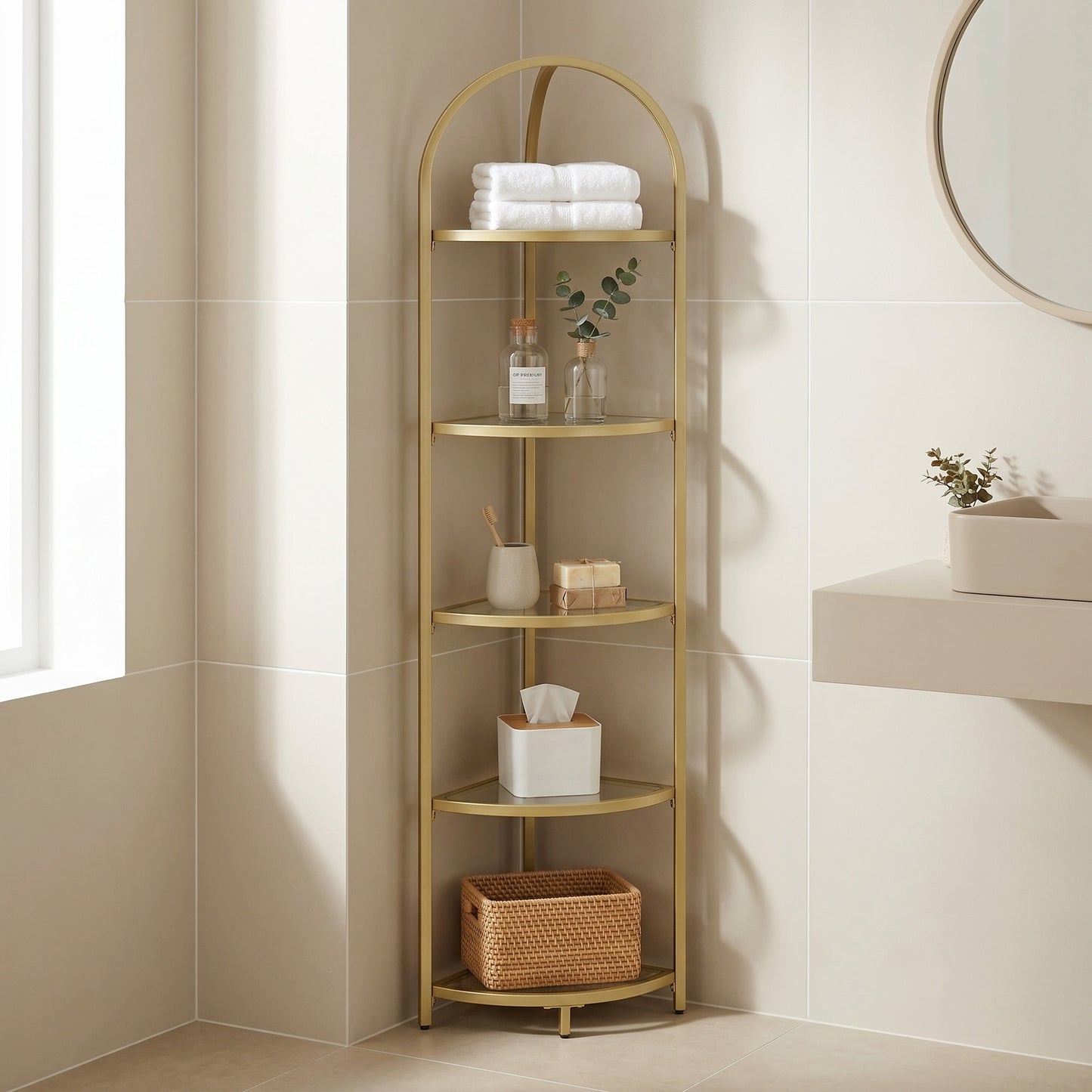 5-Tier Corner Shelf Stand, Corner Bookshelf, Bathroom Organizer - image 5