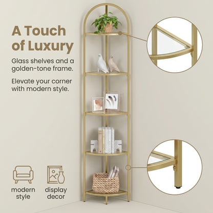 5-Tier Corner Shelf Stand, Corner Bookshelf, Bathroom Organizer - image 7
