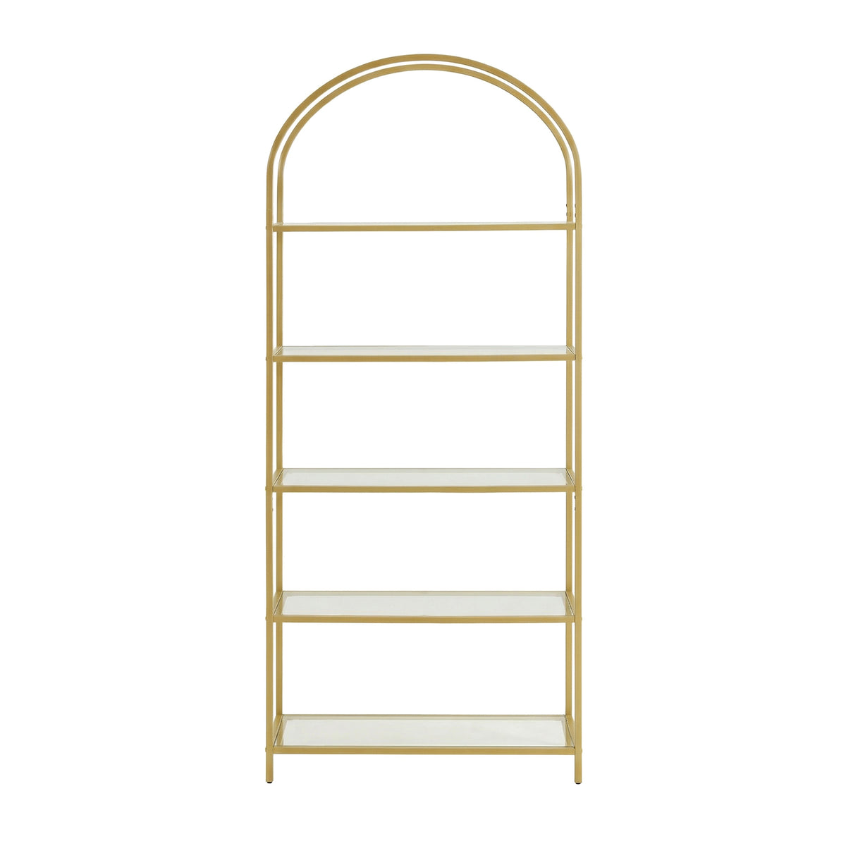Tall Bookcase, Tempered Glass Shelving Unit, Bookshelf with Steel Frame, 6-Tier Shelf for Living Room Study