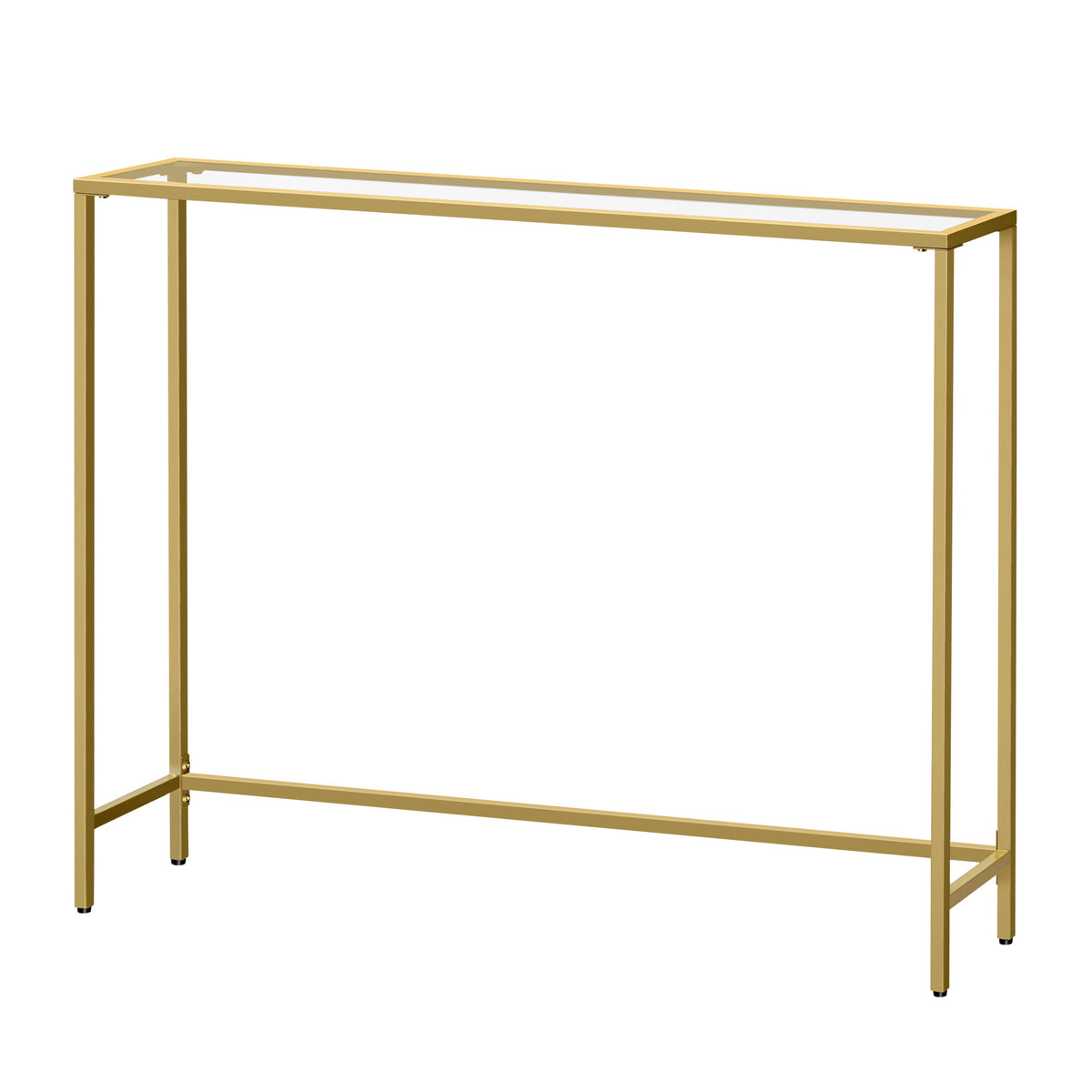 Modern Entryway Table, Console Table with Tempered Glass Tabletop, Sofa Table, Gold