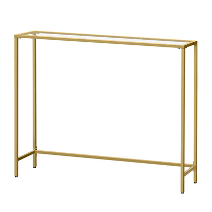 Modern Entryway Table, Console Table with Tempered Glass Tabletop, Sofa Table, Gold