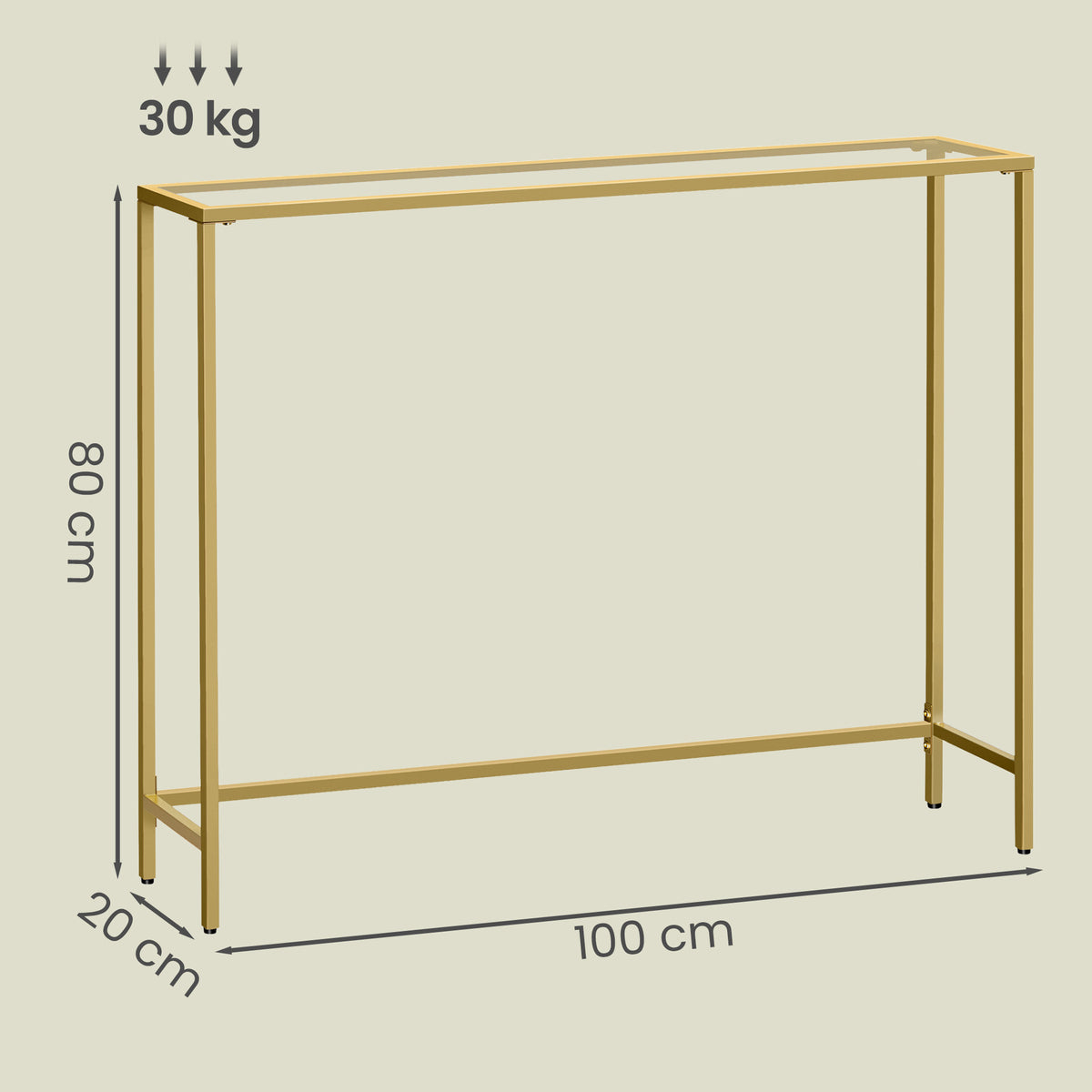 Modern Entryway Table, Console Table with Tempered Glass Tabletop, Sofa Table, Gold