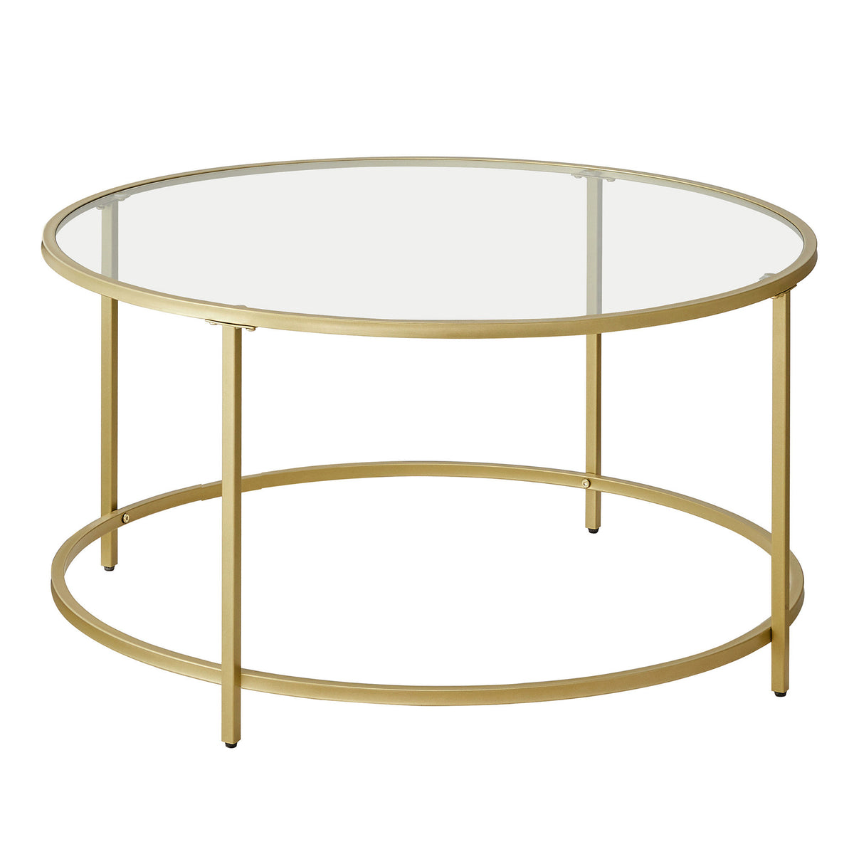 Glass Coffee Table with Metal Frame, Modern Coffee Table, Round Coffee Table for Living Room, Gold