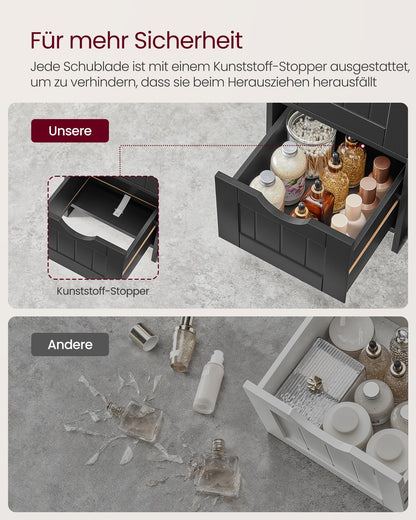 Bathroom Floor Storage Cabinet with 4 Drawers 30 x 30 x 82 cm Grey