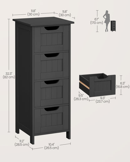 Bathroom Floor Storage Cabinet with 4 Drawers 30 x 30 x 82 cm Grey - image 5