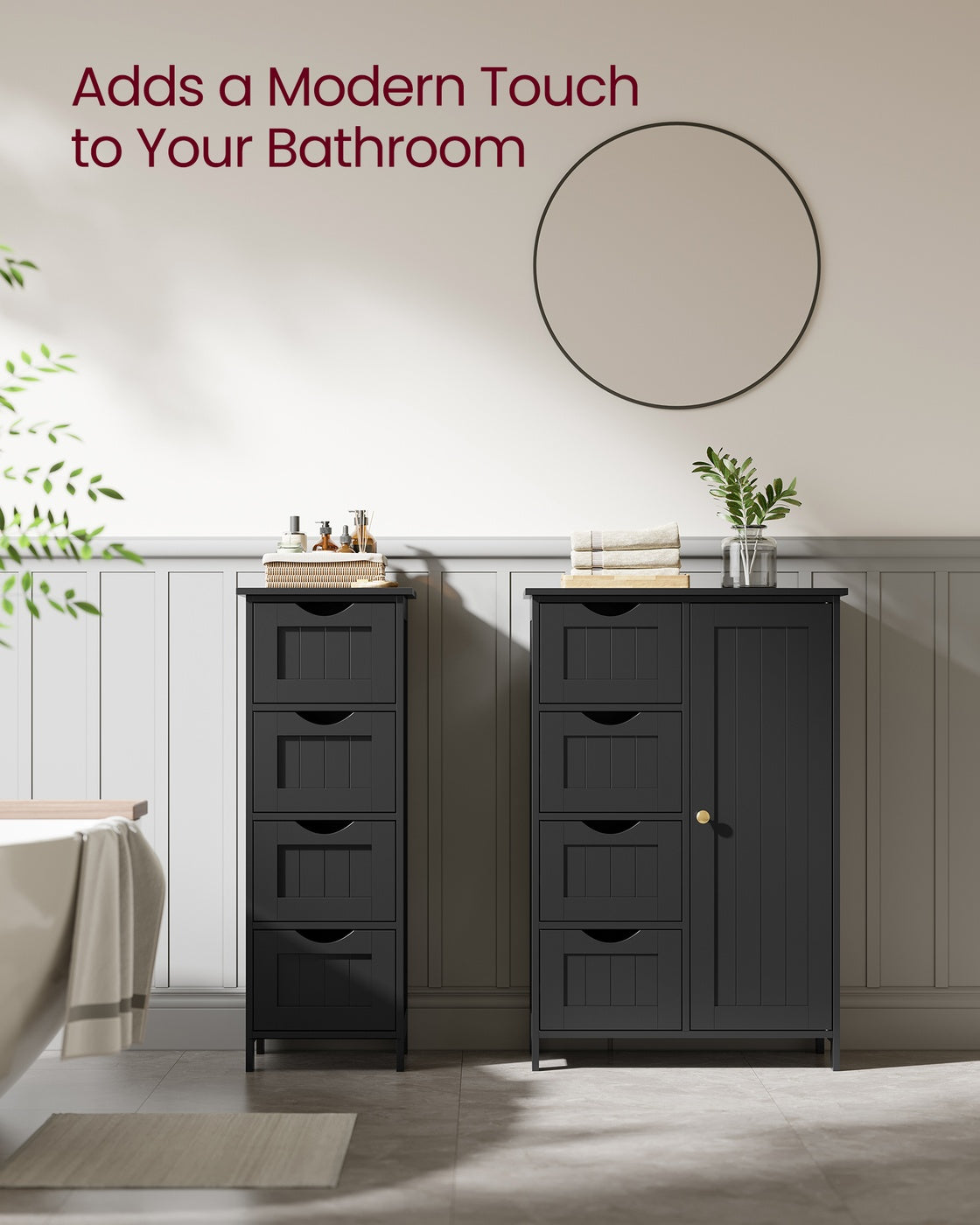 Bathroom Floor Storage Cabinet with 4 Drawers Mystic Grey - image 24