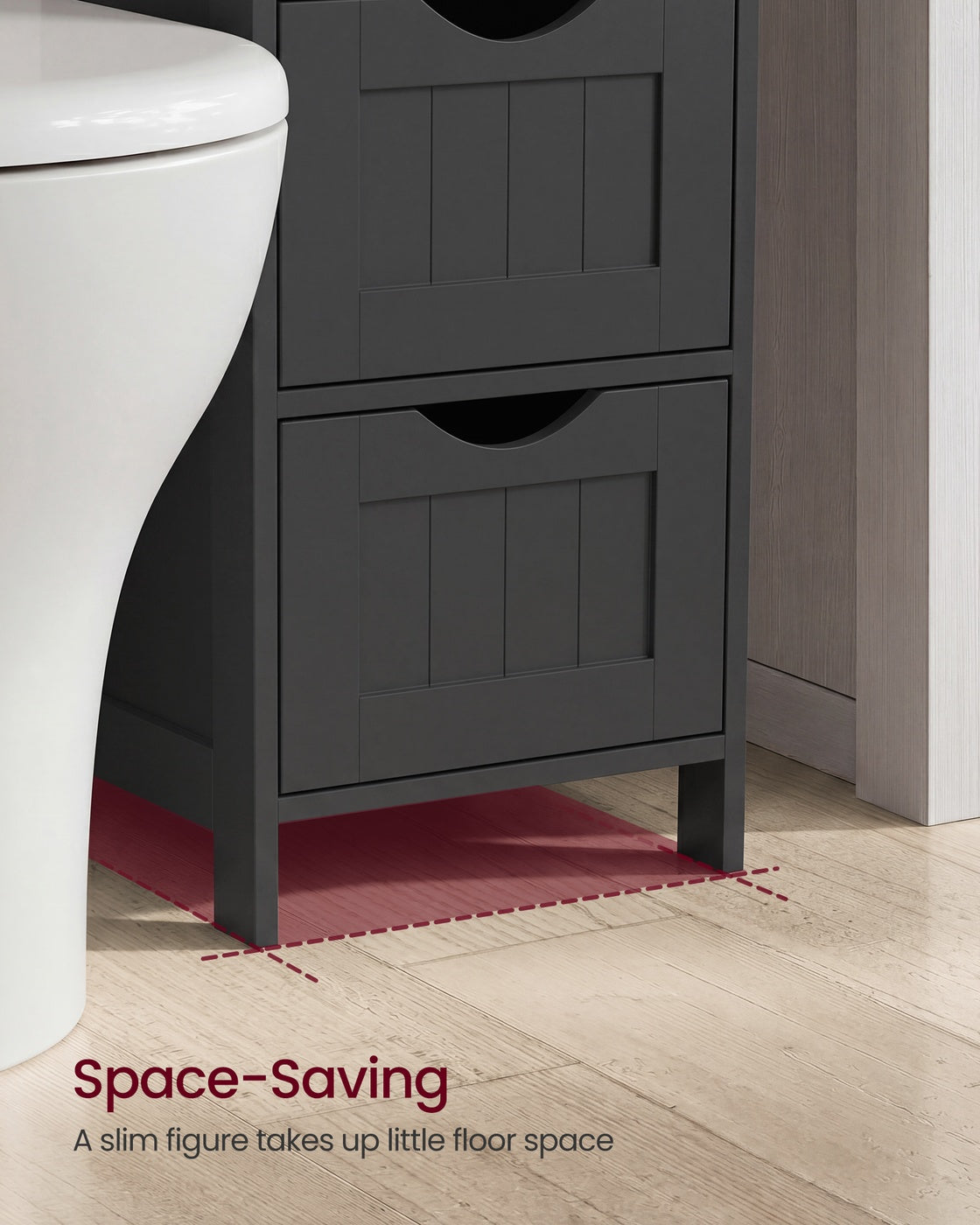 Slim Bathroom Storage Cabinet with 4 Drawers Black - image 4