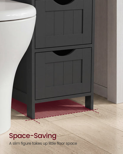 Slim Bathroom Storage Cabinet with 4 Drawers Black - image 4