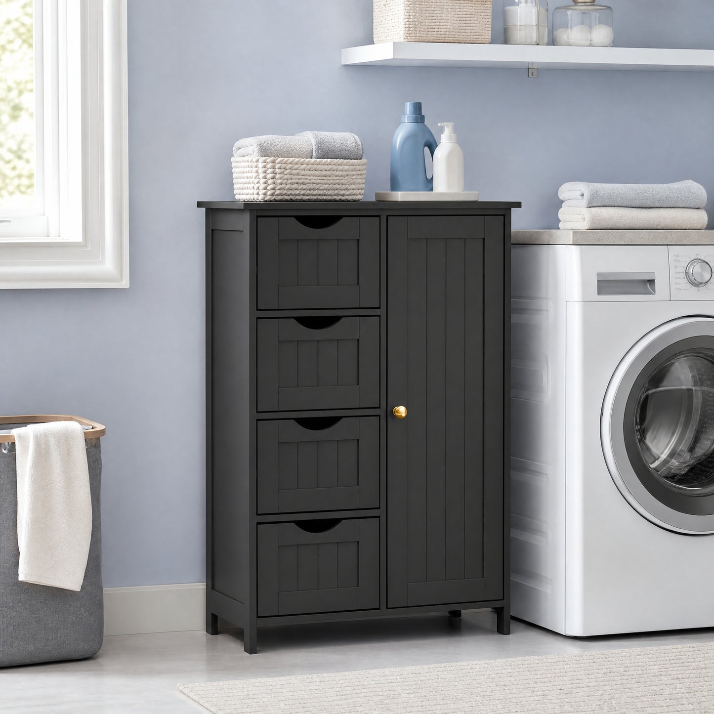 Bathroom Floor Storage Cabinet, Bathroom Storage Unit with 4 Drawers - image 17