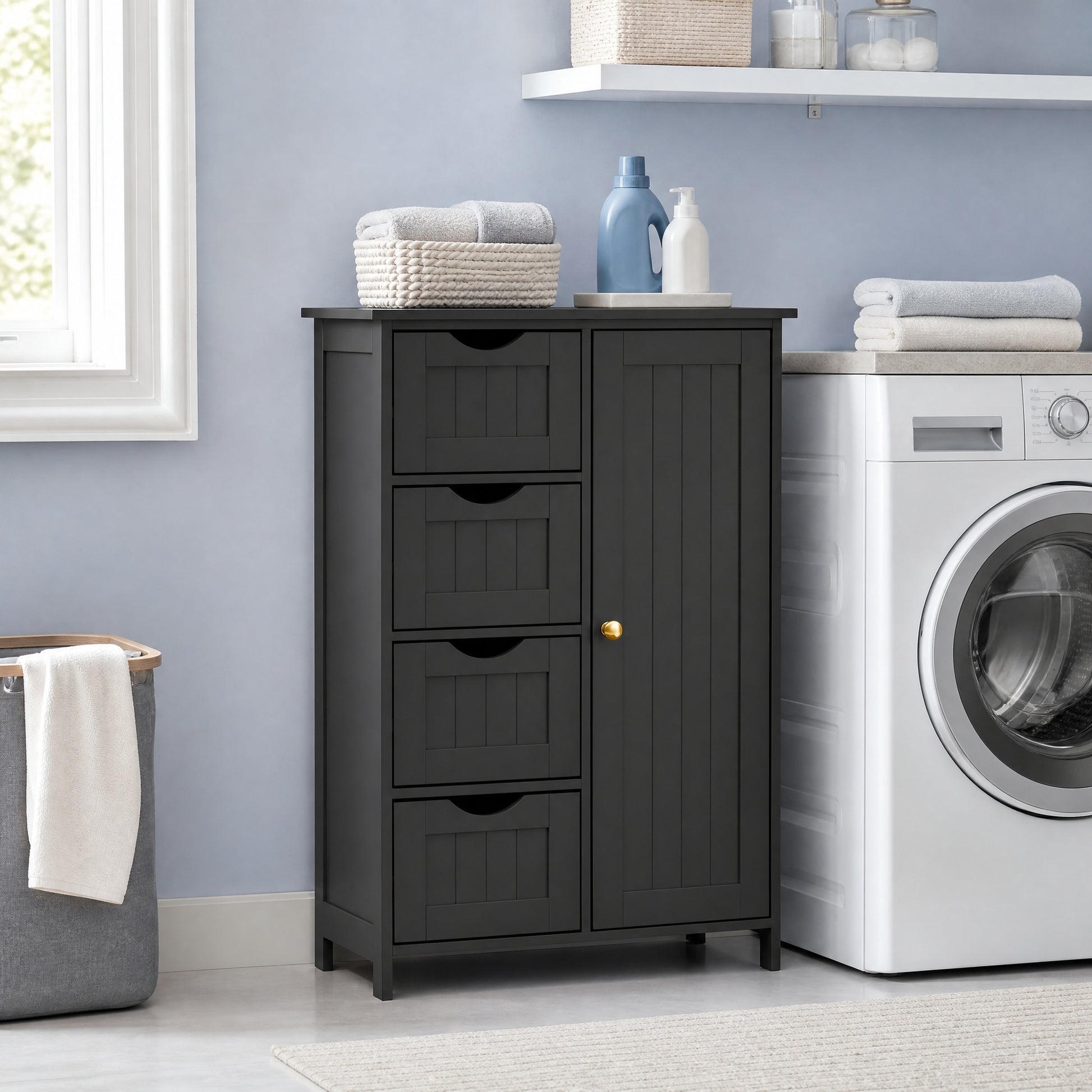 Bathroom Floor Storage Cabinet, Bathroom Storage Unit with 4 Drawers - image 17