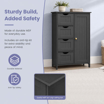 Bathroom Floor Storage Cabinet, Bathroom Storage Unit with 4 Drawers - image 18