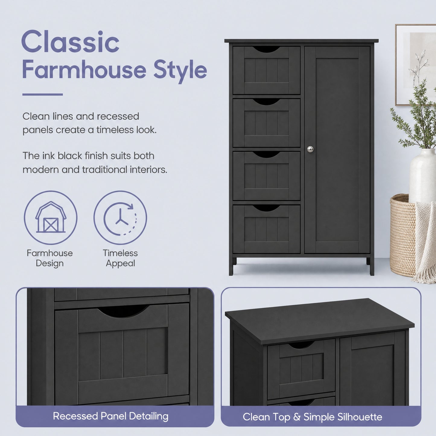Bathroom Floor Storage Cabinet, Bathroom Storage Unit with 4 Drawers - image 19