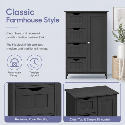 Bathroom Floor Storage Cabinet, Bathroom Storage Unit with 4 Drawers - image 19