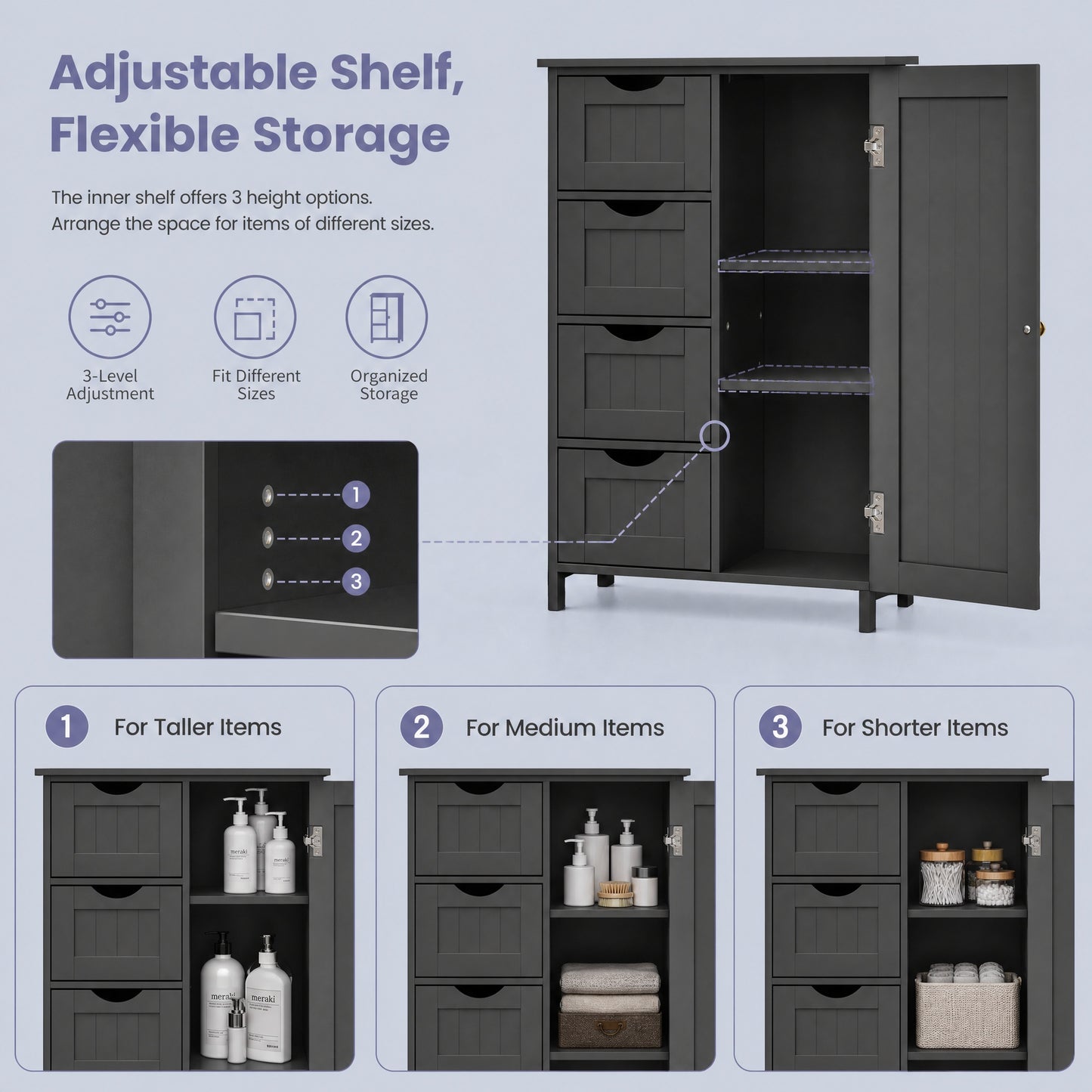 Bathroom Floor Storage Cabinet, Bathroom Storage Unit with 4 Drawers - image 20