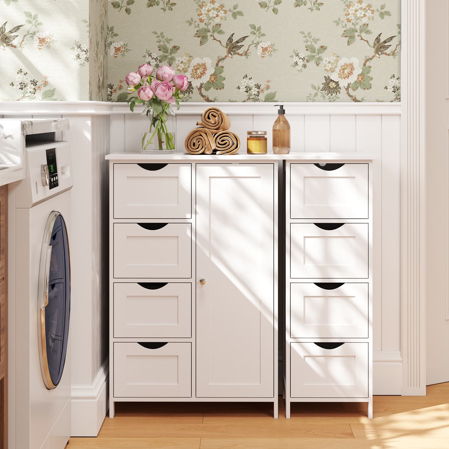 Bathroom Floor Storage Cabinet, Bathroom Storage Unit with 4 Drawers - image 9