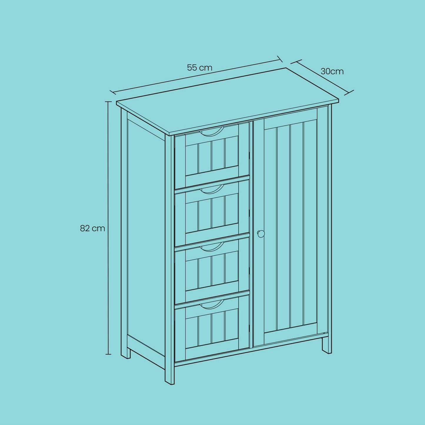 Bathroom Floor Storage Cabinet, Bathroom Storage Unit with 4 Drawers - image 12