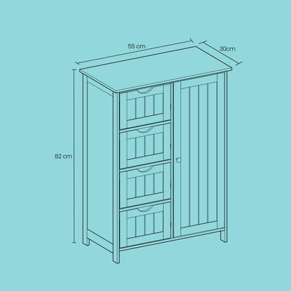 Bathroom Floor Storage Cabinet, Bathroom Storage Unit with 4 Drawers - image 12