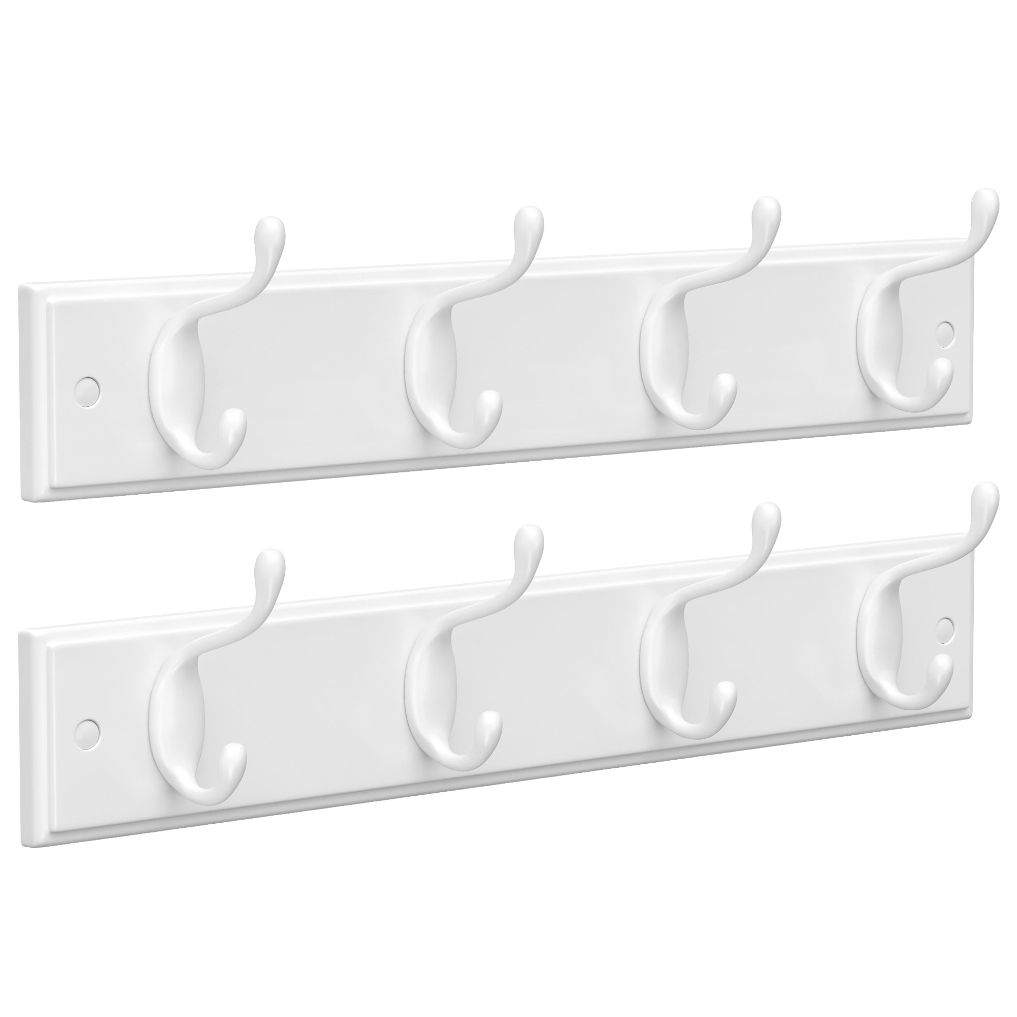 Set of 2 Wall-Mounted Coat Rack, Hook Rack, 8 Dual Metal Hooks