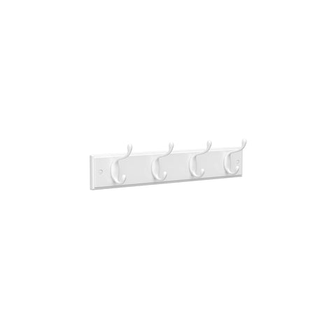Wall-Mount Coat Rack, Oval Hook Rail, 4 Double Hooks, White ULHR23WT