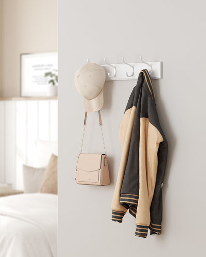 Set of 2 Wall-Mounted Coat Rack, Hook Rack, 8 Dual Metal Hooks