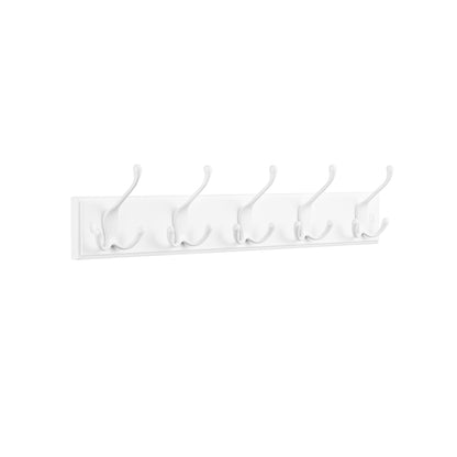 Wall-Mounted Coat Rack, 5 Tri-Hooks, Cloud White - image 1