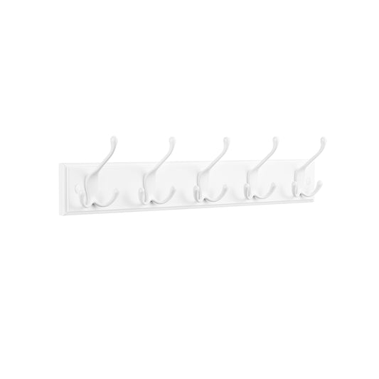 Wall-Mounted Coat Rack, 5 Tri-Hooks, Cloud White - image 1