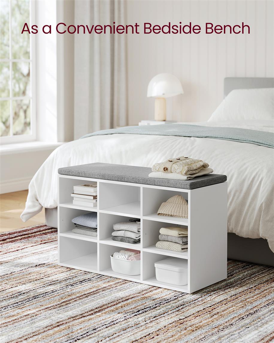 Shoe Bench with 9 Compartments