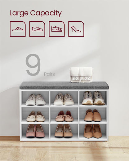 Shoe Bench with 9 Compartments