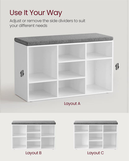 Shoe Bench with 9 Compartments