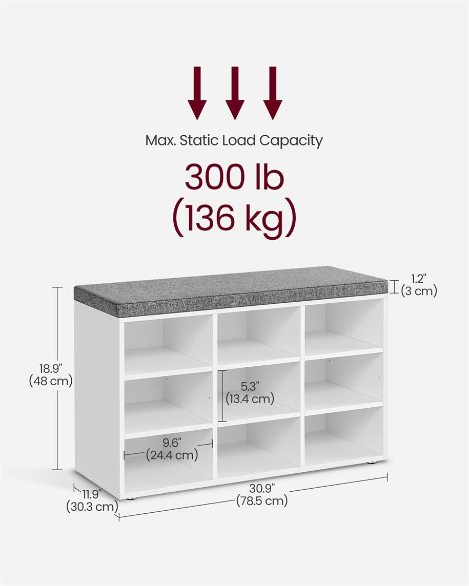 Shoe Bench with 9 Compartments