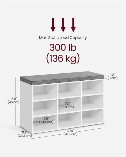 Shoe Bench with 9 Compartments