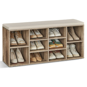 Shoe Bench, Storage Bench with Padded Seat