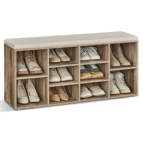 Shoe Bench, Storage Bench with Padded Seat