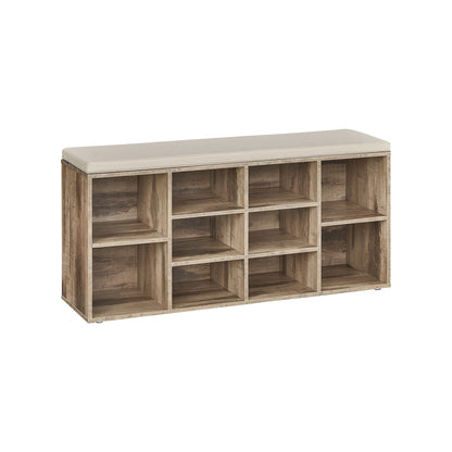 Storage Bench with Padded Seat and 9 Compartments Black - image 28