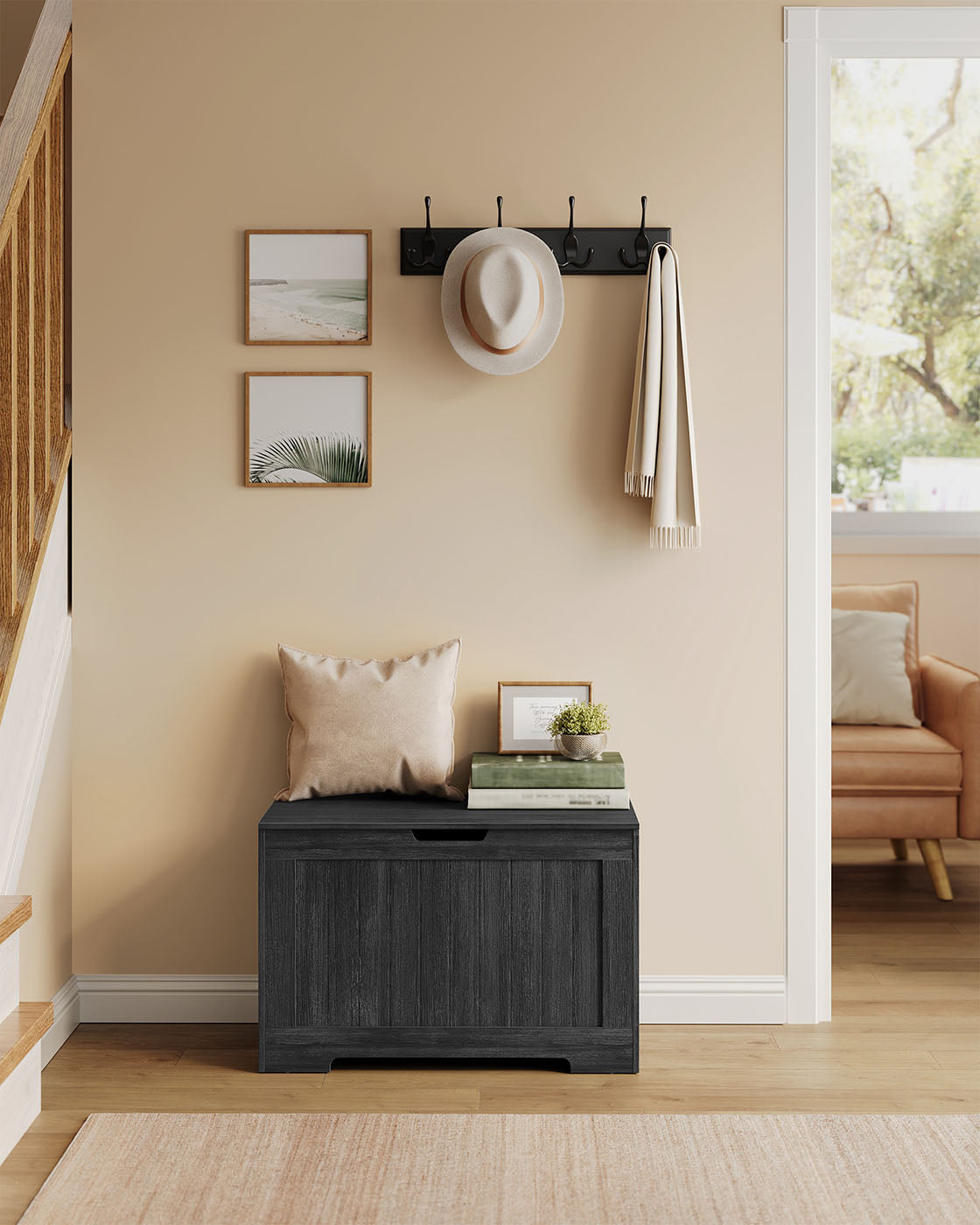 29.9 Inches Width Storage Chest with 2 Safety Hinges - HWLEXTRA 