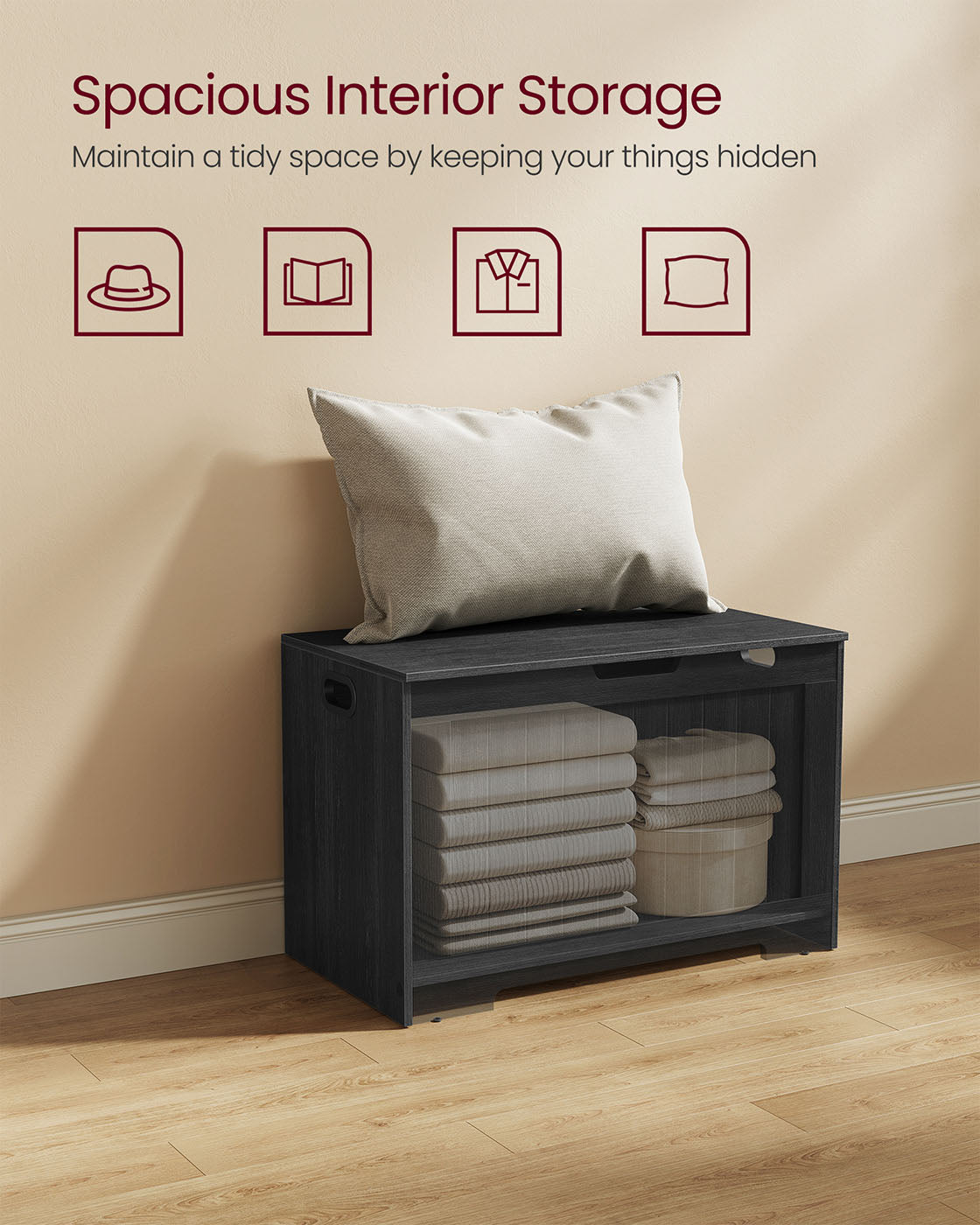 29.9 Inches Width Storage Chest with 2 Safety Hinges - HWLEXTRA 