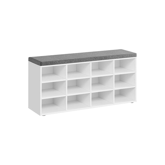 Shoe Bench with Cushion,12 Compartments