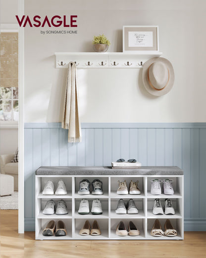 Shoe Bench with Cushion,12 Compartments