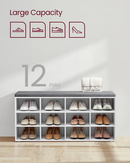 Shoe Bench with Cushion and 12 Compartments Rustic Brown - image 15