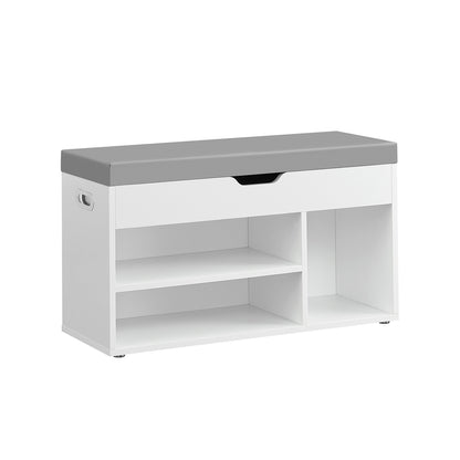 Shoe Bench with Cushion 3 Compartments White - image 39