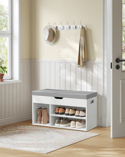 Shoe Bench with Cushion 3 Compartments White - image 40
