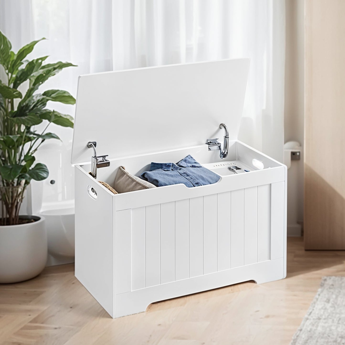 Entryway Storage Cabinet, Shoe Bench for Bedroom, Living Room, 40 x 76 x 48 cm, White - image 2